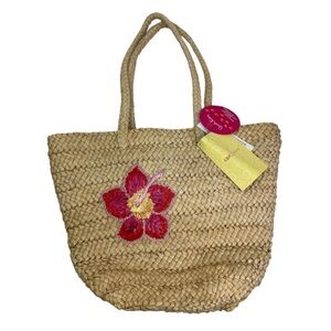 NWT QVC Quaker Factory Jeanne Bice Straw Beach Shoulder Bag
